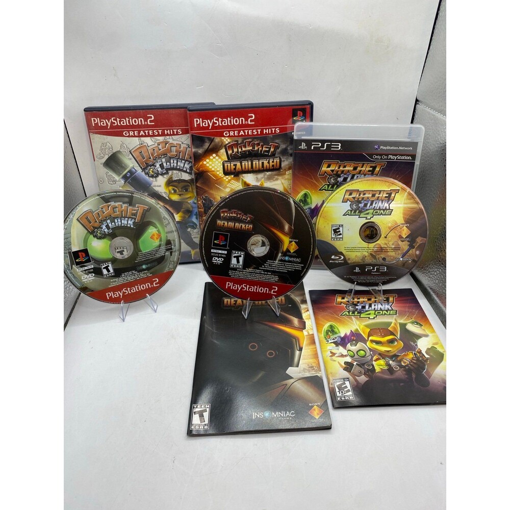 Ratchet & Clank + Deadlocked + All 4 One PS2 CIB Tested 3 game lot